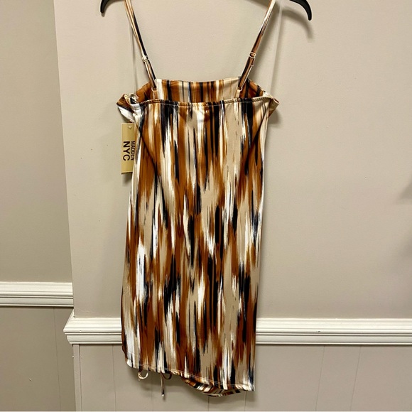 Madden NYC Side Ruched Brown Black & Ivory Dress NWT Sz M (7-9) - Picture 7 of 10